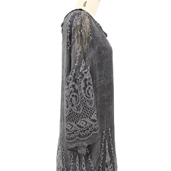 Save The Queen Gray Silk Lace Shift Dress w/Lining - Picture 7 of 13